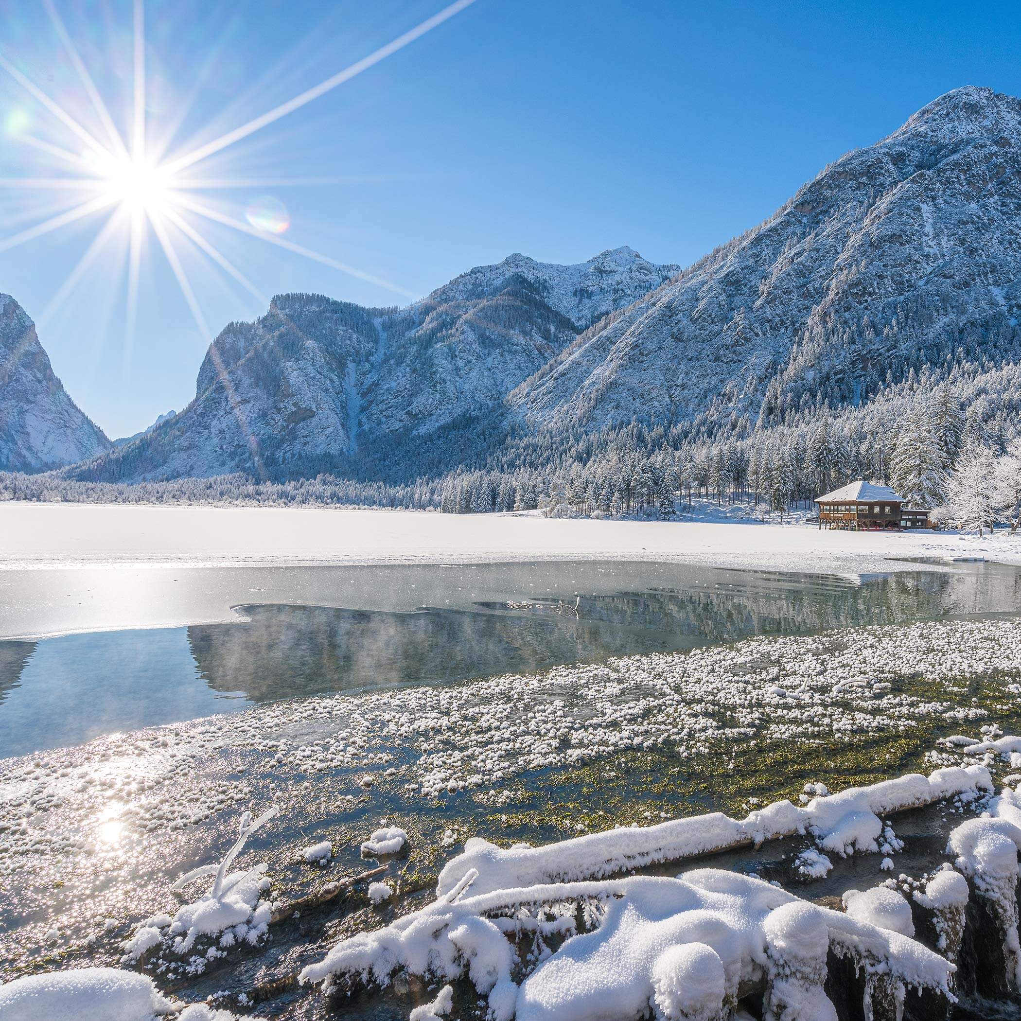 Lake Dobbiaco in winter